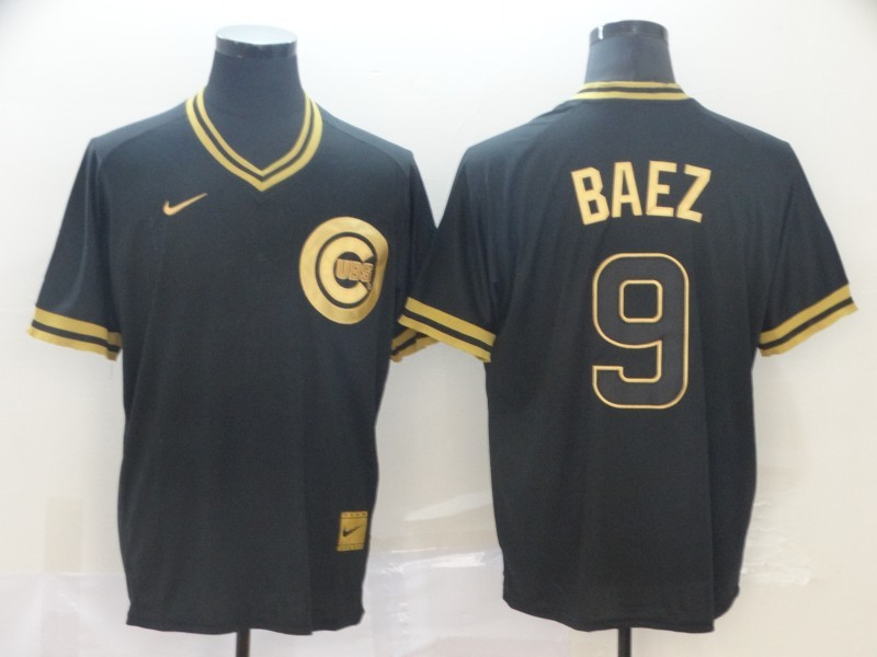Men's Chicago Cubs Javier Baez #9 Black Jersey